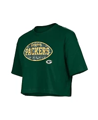 New Era Girls Green Bay Packers Flip Sequin Boxy T-Shirt