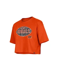 New Era Girls Orange Cincinnati Bengals Flip Sequin Boxy T-Shirt