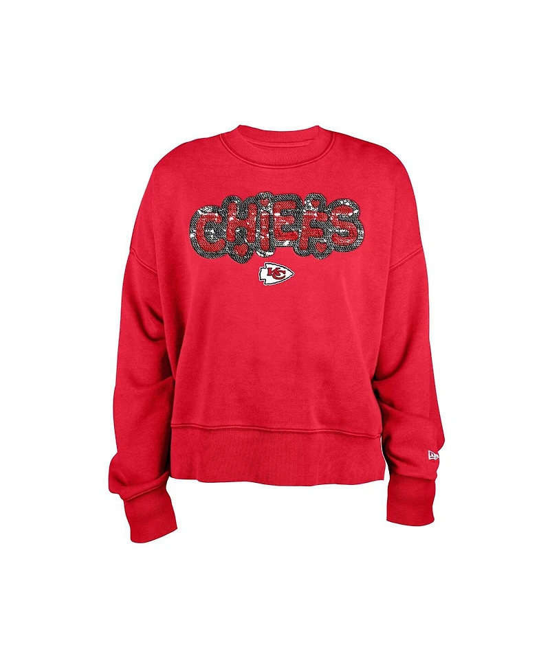 New Era Girls Red Kansas City Chiefs Flip Sequin Sweatshirt