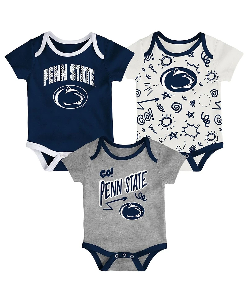 Outerstuff Baby Boys and Girls 3-Pack Penn State Nittany Lions All Day Play Bodysuit Set