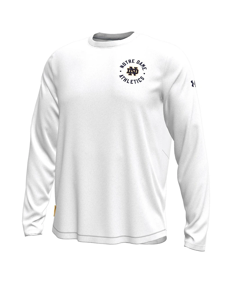 Under Armour Men's White Notre Dame Fighting Irish Sideline Knockout Long-Sleeve T-Shirt