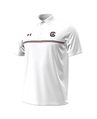 Under Armour Men's White South Carolina Gamecocks Performance Drive Chest Stripe Polo Shirt