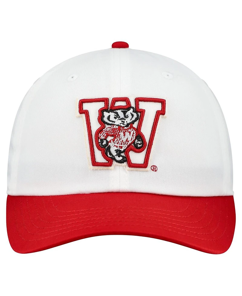 Under Armour Men's White/Red Wisconsin Badgers Throwback Snapback Hat