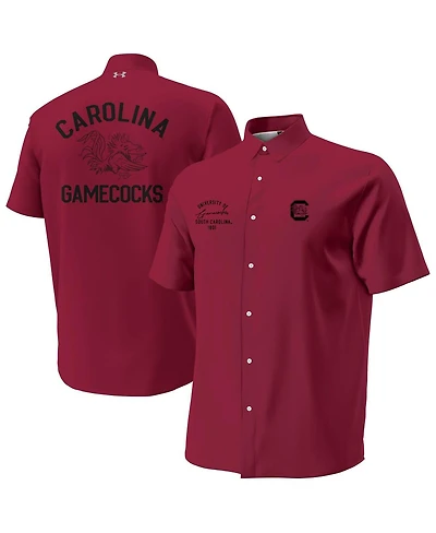 Under Armour Men's Garnet South Carolina Gamecocks Gameday Armourfuse Camp Button-Up Shirt