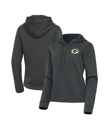 Antigua Women's Pewter Green Bay Packers Contemporary Quarter-Zip Hoodie