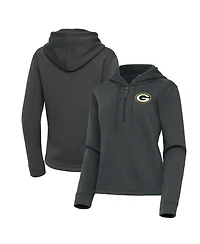 Antigua Women's Pewter Green Bay Packers Contemporary Quarter-Zip Hoodie