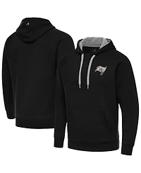 Antigua Men's Black Tampa Bay Buccaneers Brushed Carbon Victory Pullover Hoodie