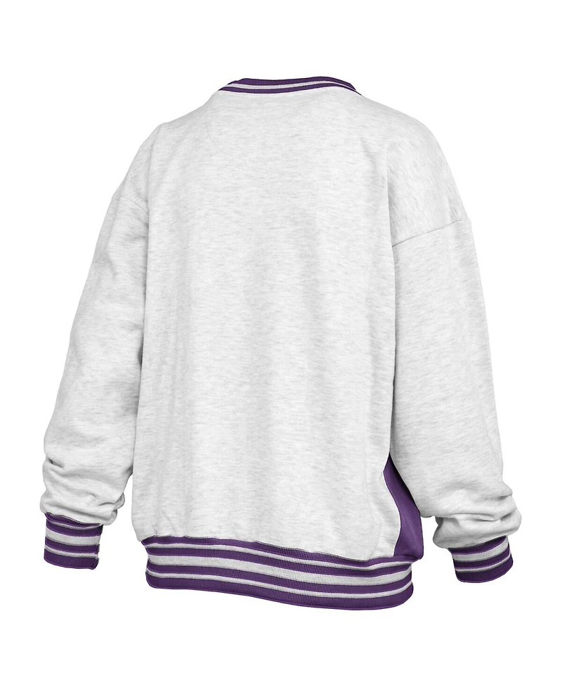 Pressbox Women's Heather Gray/Purple Lsu Tigers Endzone Crewneck Sweatshirt