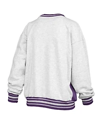 Pressbox Women's Heather Gray/Purple Lsu Tigers Endzone Crewneck Sweatshirt