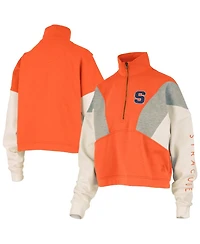 Pressbox Women's Orange Syracuse Ferrara Color Block Quarter-Zip Sweatshirt