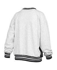 Pressbox Women's Heather Gray/Black Iowa Hawkeyes Endzone Crewneck Sweatshirt
