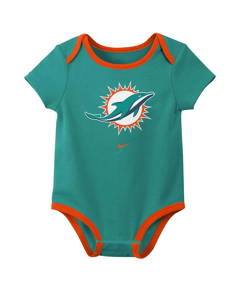 Nike Baby Boys and Girls 3-Piece Miami Dolphins Bodysuit Set