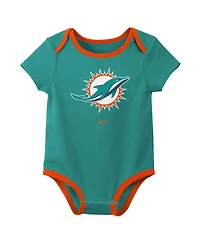 Nike Baby Boys and Girls 3-Piece Miami Dolphins Bodysuit Set
