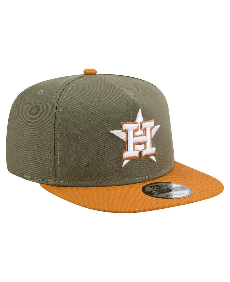 New Era Men's Olive/Brown Houston Astros Color Pack A-Frame 9FIFTY Snapback Hat