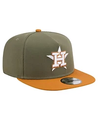 New Era Men's Olive/Brown Houston Astros Color Pack A-Frame 9FIFTY Snapback Hat