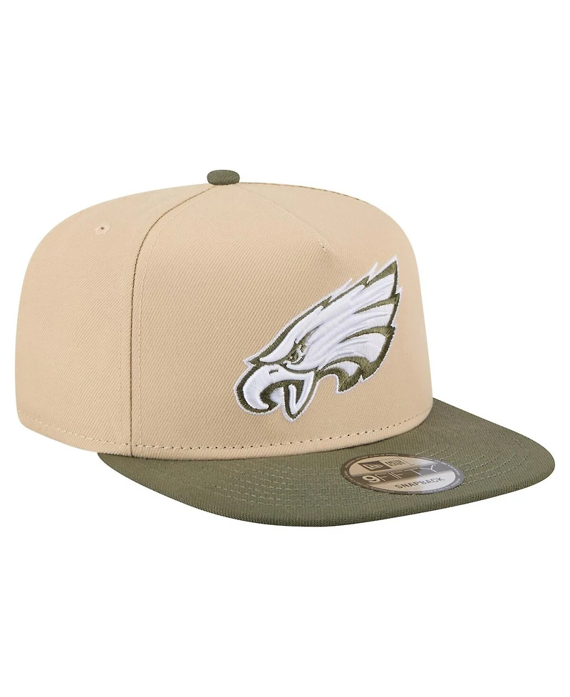 New Era Men's Khaki/Olive Philadelphia Eagles Color Pack A-Frame 9FIFTY Snapback Hat