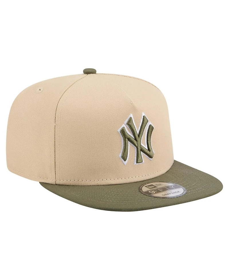 New Era Men's Light Beige/Olive New York Yankees Color Pack A-Frame 9FIFTY Snapback Hat