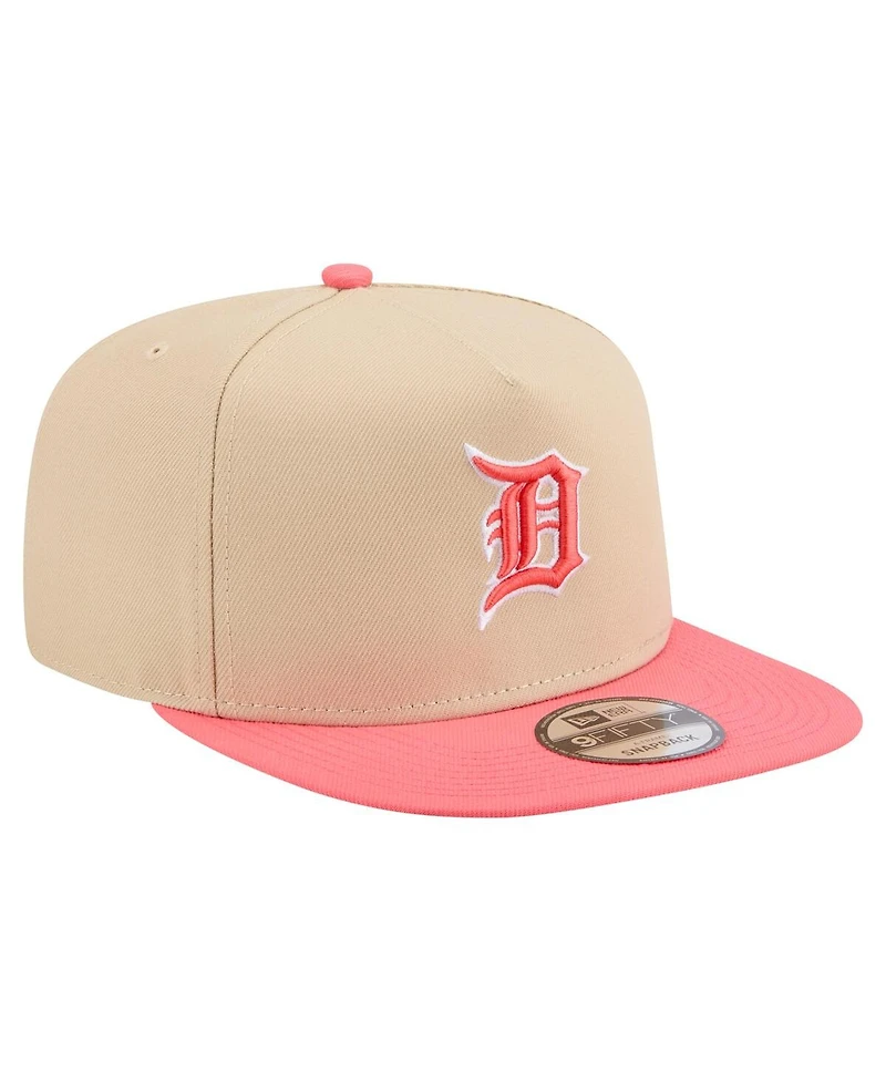 New Era Men's Light Beige/Coral Detroit Tigers Color Pack A-Frame 9FIFTY Snapback Hat