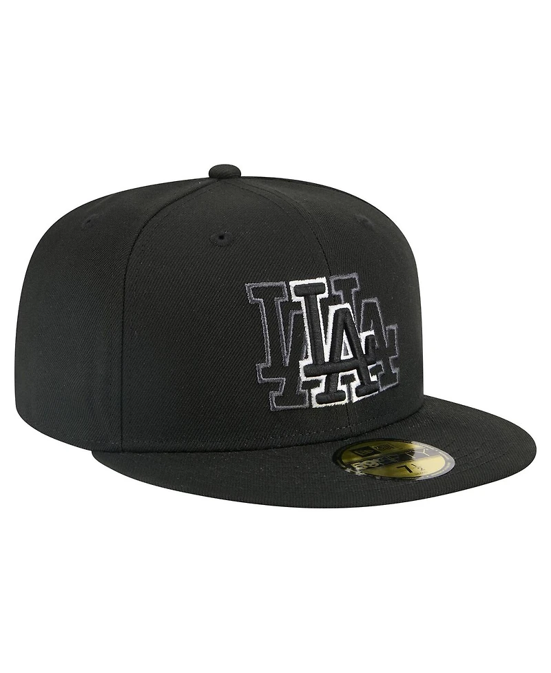 New Era Men's Black Los Angeles Dodgers Tri-Hit 59FIFTY Fitted Hat
