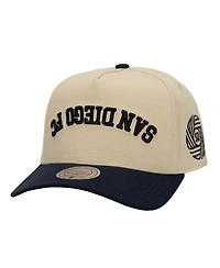 Mitchell & Ness Men's Cream/Navy San Diego Fc Upside Down Pro Pinch Snapback Hat