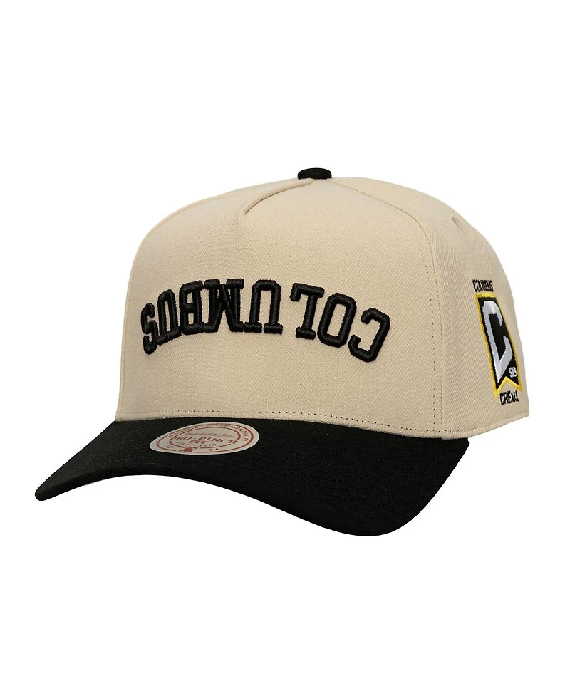 Mitchell & Ness Men's Cream/Black Columbus Crew Upside Down Pro Pinch Snapback Hat