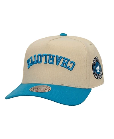 Mitchell & Ness Men's Cream/Blue Charlotte Fc Upside Down Pro Pinch Snapback Hat