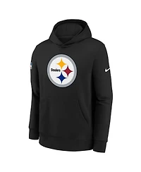 Nike Big Boys and Girls Black Pittsburgh Steelers Sideline Club Fleece Hoodie