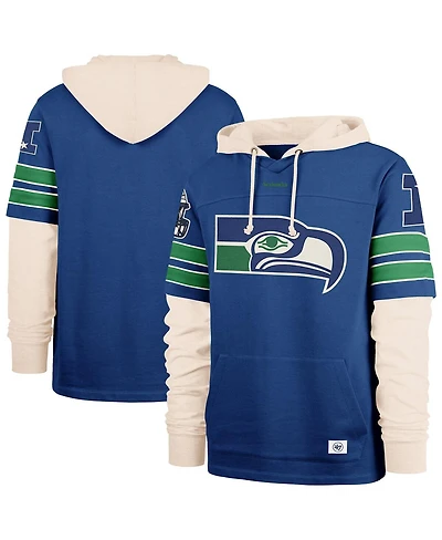 '47 Brand Men's Blue Seattle Seahawks Throwback Split Zone Cornerback Duo Hoodie