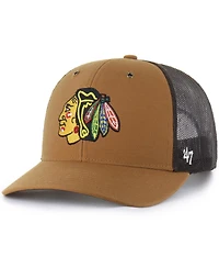Carhartt x '47 Brand Men's Brown Chicago Blackhawks Trucker Adjustable Hat