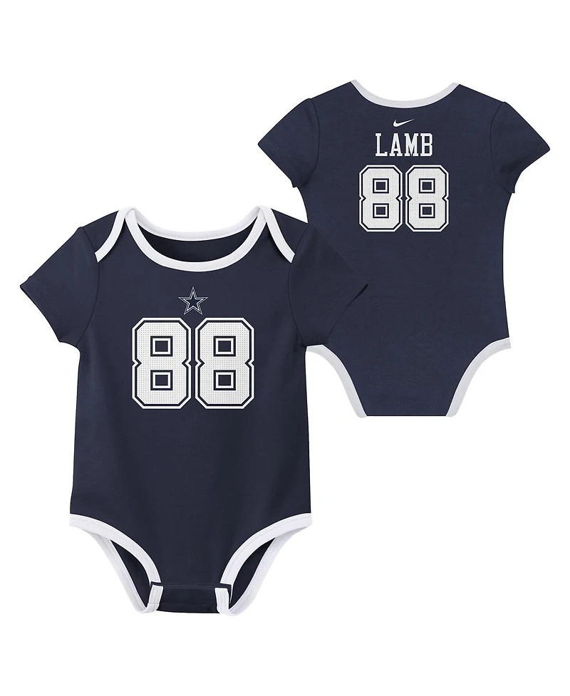 Nike Baby Boys and Girls 3-Pack CeeDee Lamb Dallas Cowboys Name Number Bodysuit Set