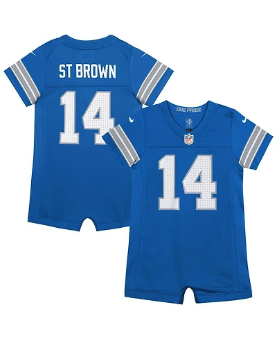 Nike Baby Boys and Girls Amon-Ra St. Brown Blue Detroit Lions Game Romper Jersey