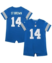 Nike Baby Boys and Girls Amon-Ra St. Brown Blue Detroit Lions Game Romper Jersey