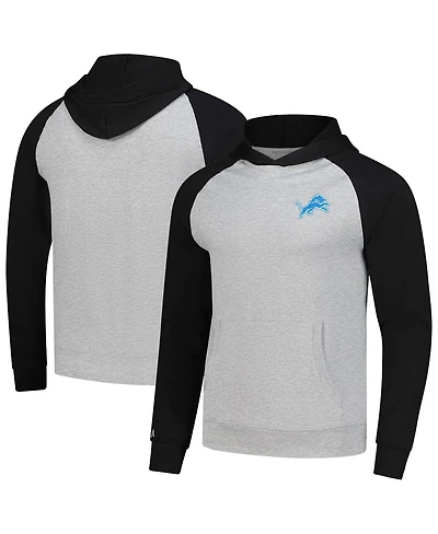 Antigua Men's Heather Gray/Black Detroit Lions Urgent Pullover Hoodie