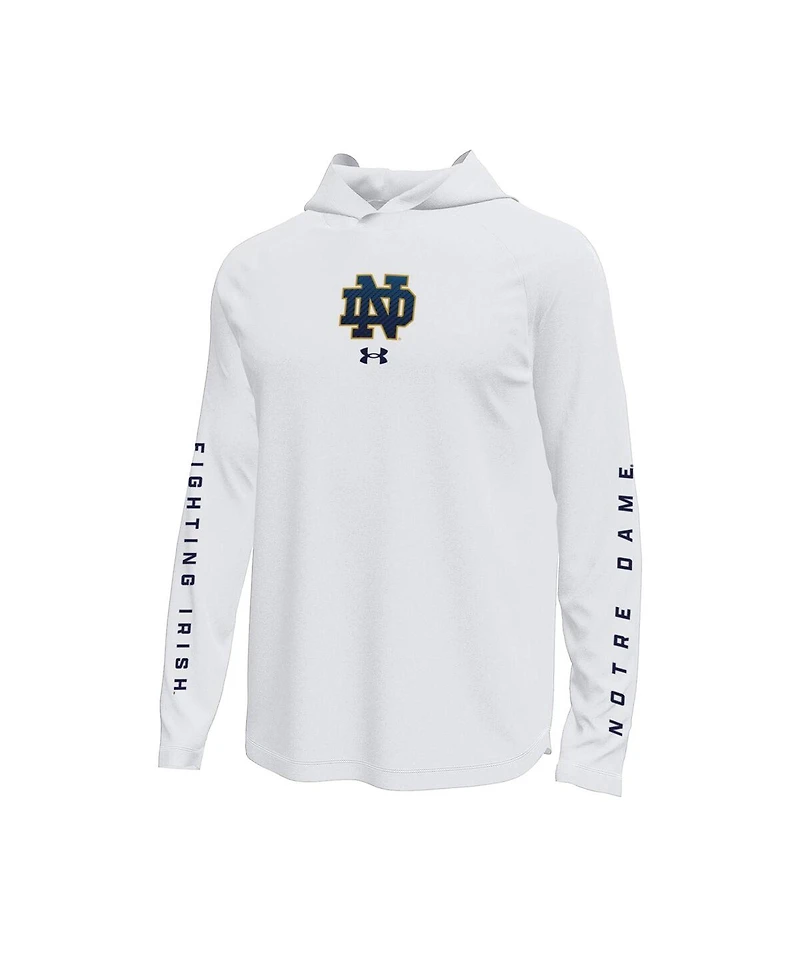 Under Armour Men's White Notre Dame Fighting Irish Tech Stretch Long-Sleeve Hooded T-Shirt