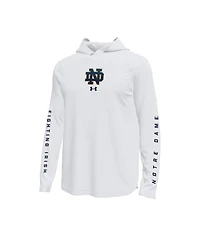 Under Armour Men's White Notre Dame Fighting Irish Tech Stretch Long-Sleeve Hooded T-Shirt