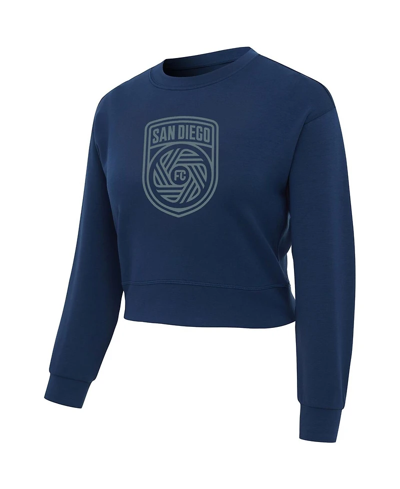 Concepts Sport Women's Navy San Diego Fc Tri-Blend Darby Knit Long Sleeve Crop Top