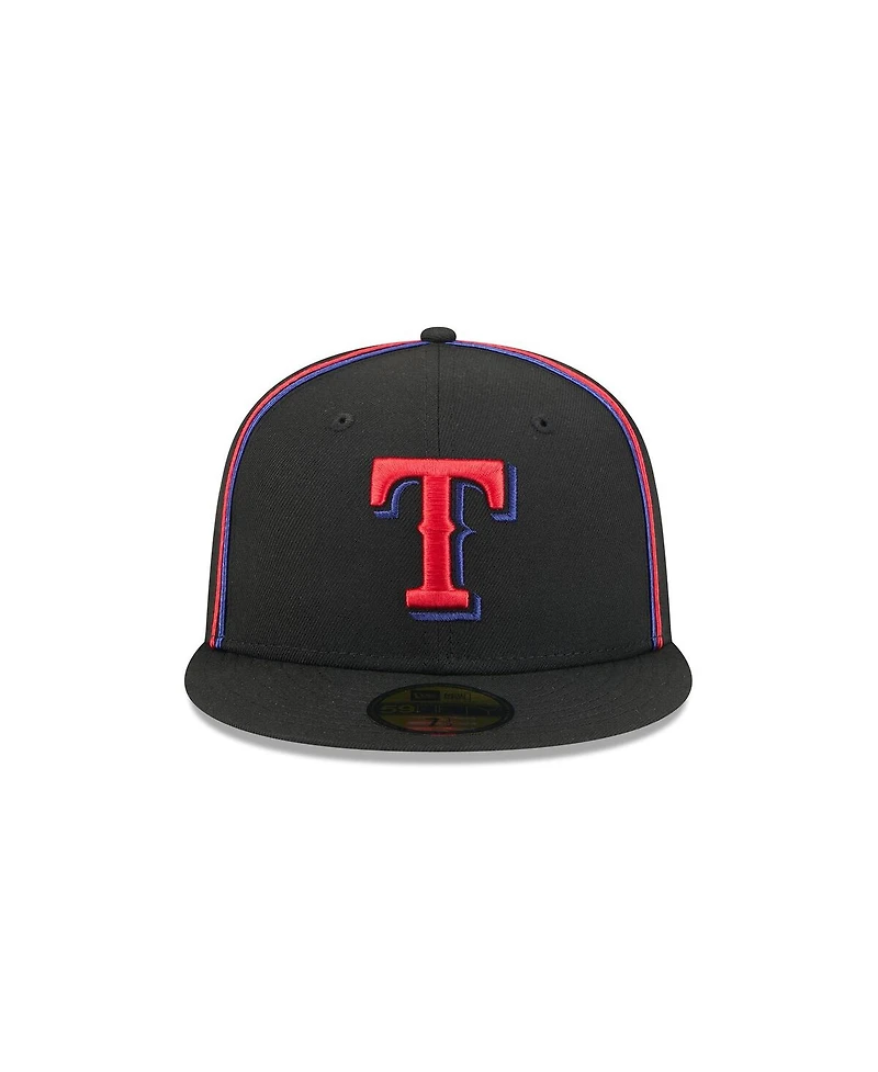 New Era Men's Black Texas Rangers Soutache 59FIFTY Fitted Hat