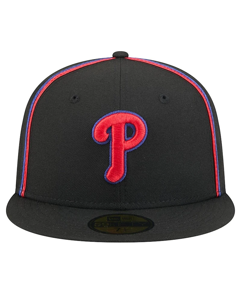 New Era Men's Black Philadelphia Phillies Soutache 59FIFTY Fitted Hat