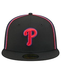 New Era Men's Black Philadelphia Phillies Soutache 59FIFTY Fitted Hat