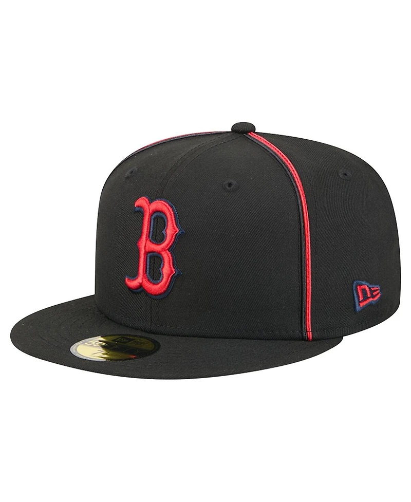New Era Men's Black Boston Red Sox Soutache 59FIFTY Fitted Hat