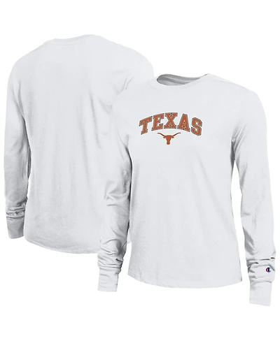 Champion Women's White Texas Longhorns Arch Over Logo Long Sleeve T-Shirt