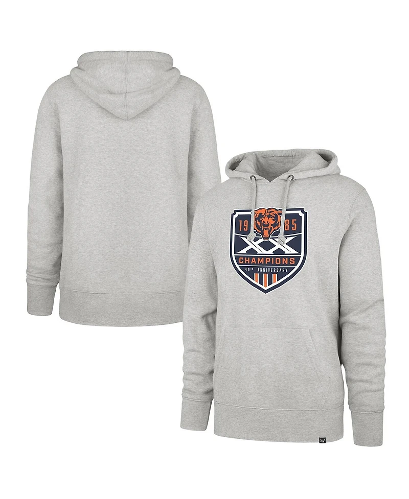 '47 Brand Men's Gray Chicago Bears Super Bowl Xx Champions 40th Anniversary Imprint Headline Hoodie