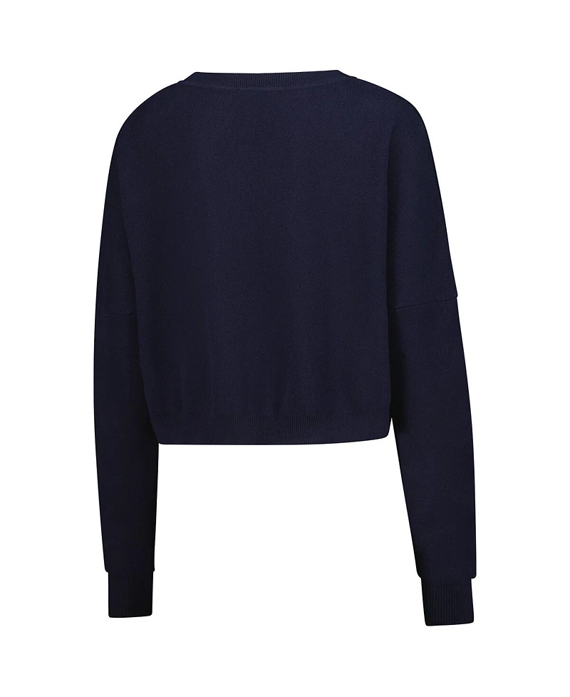 Hype and Vice Women's Navy Notre Dame Fighting Irish Oversized Cropped Ivy Knit Pullover Sweater