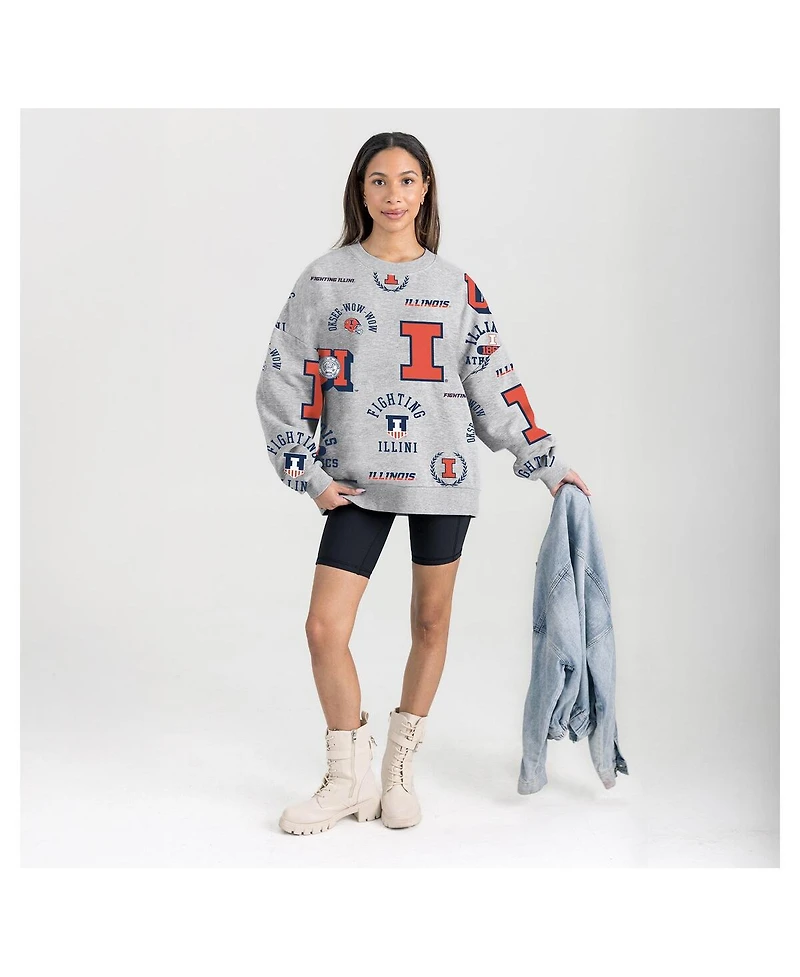 Gameday Couture Women's Gray Illinois Fighting Illini Always on Repeat Fleece Sweatshirt