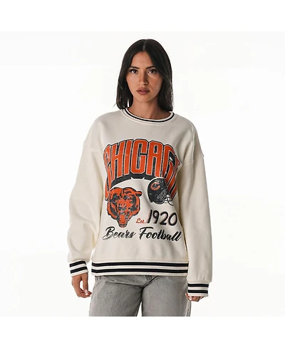 The Wild Collective Women's Cream Chicago Bears Oversized Vintage French Terry Sweatshirt