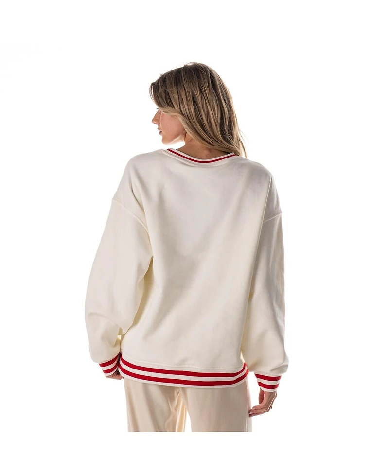 The Wild Collective Women's Cream Kansas City Chiefs Oversized Vintage French Terry Sweatshirt