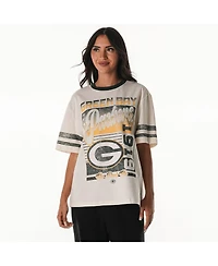 The Wild Collective Women's Cream Green Bay Packers Vintage Drop Shoulder Oversized Boyfriend T-Shirt