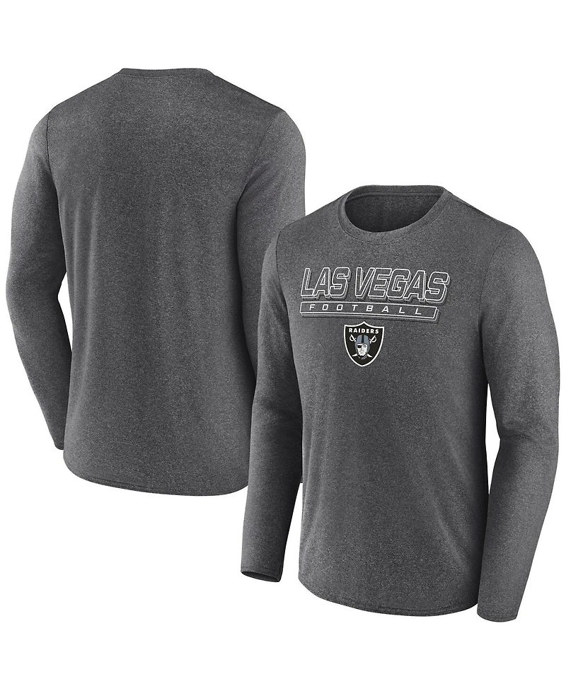 Fanatics Men's Heather Charcoal Las Vegas Raiders Fundamentals Long Sleeve T-Shirt
