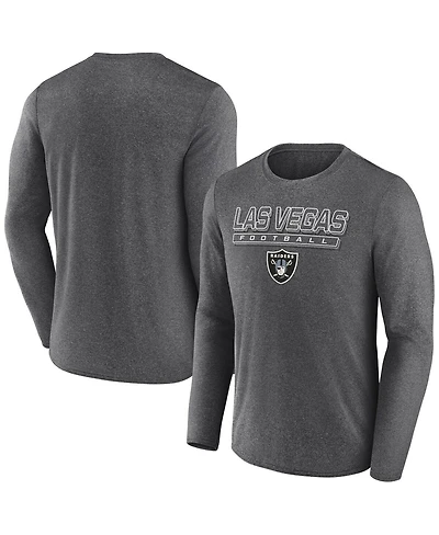 Fanatics Men's Heather Charcoal Las Vegas Raiders Fundamentals Long Sleeve T-Shirt