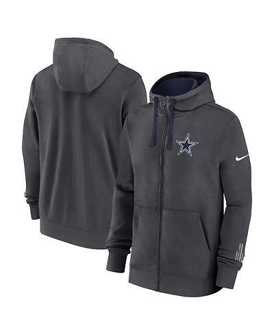 Nike Men's Anthracite Dallas Cowboys Primetime Club Full-Zip Hoodie